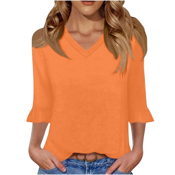 Yievot 3/4 Length Sleeves Shirts Womens Tops Dressy Casual Blouses Fall Fashion Clothes