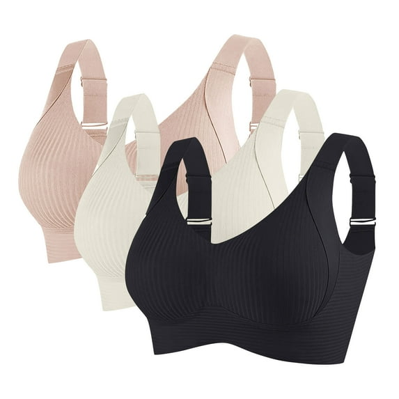 Yievot 3 Pack Wireless Bras for Womens Comfortable Full Coverage Bras for Seniors Wirefree Everyday Bras