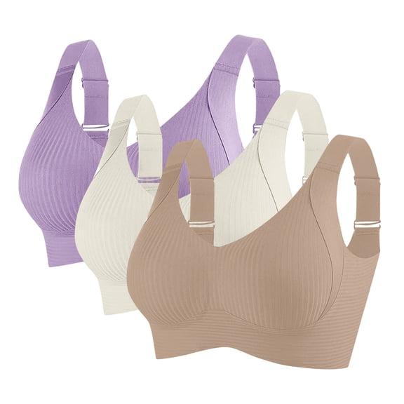Yievot 3 Pack Wireless Bras for Womens Comfortable Full Coverage Bras for Seniors Wirefree Everyday Bras