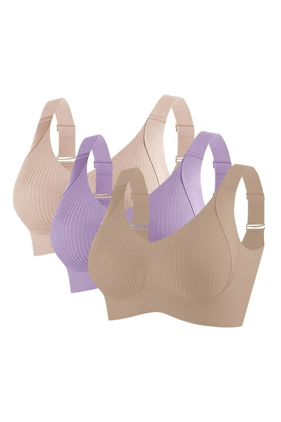 3 Pack Wireless Bras for Womens Comfortable Full Coverage Bras for Seniors Wirefree Everyday Bras