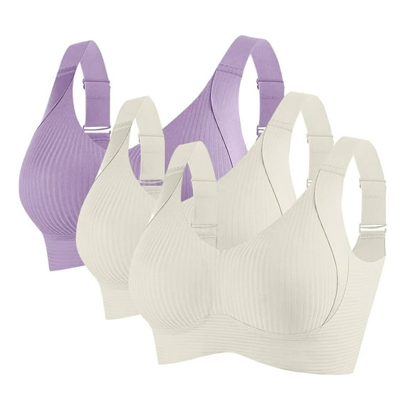 Yievot 3 Pack Wireless Bras for Womens Comfortable Full Coverage Bras for Seniors Wirefree Everyday Bras