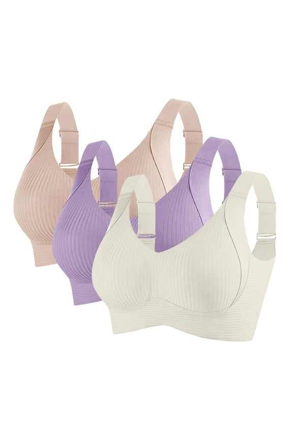 3 Pack Wireless Bras for Womens Comfortable Full Coverage Bras for Seniors Wirefree Everyday Bras