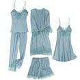 thumbnail image 1 of Yievot 5 Piece Pjs Sets For Women Solid Causal Nightdress Homewear Lace Trim Soft Womens Loungewear Sets 2024 Lounge Sets For Women on Clearance, 1 of 6