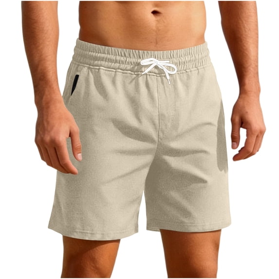 Yievot Athletic Shorts for Men Drawstring Elastic Waist Gym Sport Running Shorts with Zipper Pockets