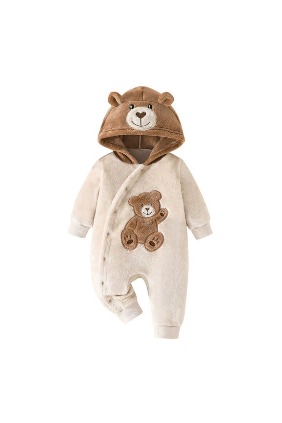 Yievot Baby Girl Clothes Infant Winter Hooded Long Sleeve Onesies Romper Jumpsuit One Piece Outfit Toddler Girl Clothes 0-18 Months
