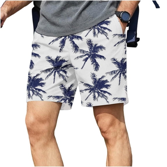 Yievot Beach Shorts for Men Hawaiian Printed Drawstring Elastic Waist Summer Vacation Shorts