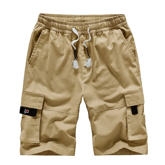 Yievot Big and Tall Men's Cargo Shorts Elastic Waist Drawstring Cotton Shorts Summer Casual Relaxed Fit Work Shorts