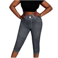 thumbnail image 1 of Yievot Capri Jeggings for Women Stretchy High Waisted Butt Lifting Pull on Denim-like Leggings, 1 of 9
