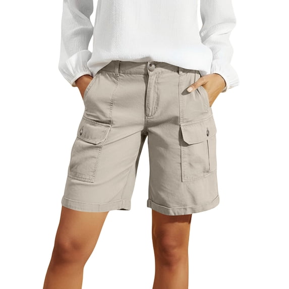 Yievot Cargo Shorts for Women Button Multi Pockets Summer Outdoor Hiking Travel Shorts