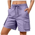 thumbnail image 1 of Yievot Cargo Shorts for Women Outdoor Hiking Shorts Drawstring Elastic Waist Summer Travel Casual Shorts with Multi Pockets, 1 of 6