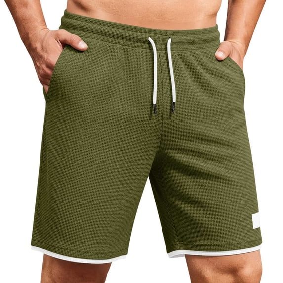 Yievot Casual Shorts for Men Drawstring Elastic Waist Loose Fit Knee Length Summer Vacation Beach Shorts