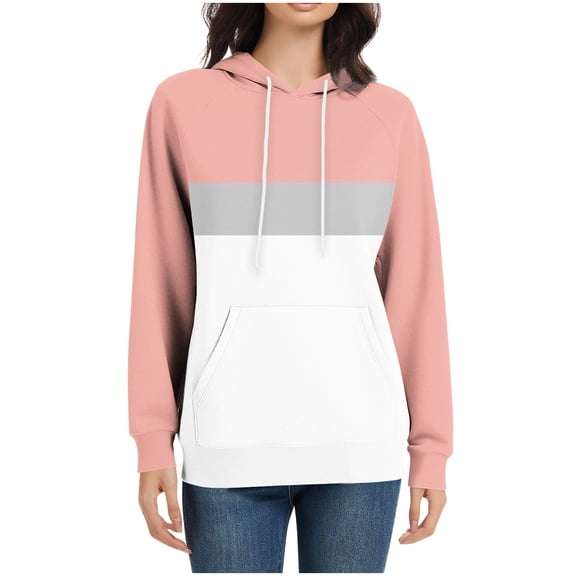 Yievot Color Block Hoodies for Women Drawstring Long Sleeve Hooded Sweatshirts Casual Pullover Tops with Pocket