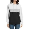 thumbnail image 1 of Yievot Color Block Hoodies for Women Drawstring Long Sleeve Hooded Sweatshirts Casual Pullover Tops with Pocket, 1 of 5