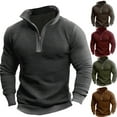 thumbnail image 1 of Yievot Corduroy Sweatshirts for Men Quarter Zip Mock Neck Trendy Pullover Tops Fall Winter Relaxed Fit Casual Long Sleeve Shirts, 1 of 2