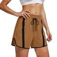 thumbnail image 1 of Yievot Cotton Athletic Shorts for Women Striped Elastic Waist Drawstring Lightweight Workout Gym Running Shorts, 1 of 4