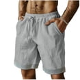 thumbnail image 1 of Yievot Cotton Linen Shorts for Men Striped Cuffed Hem Drawstring Elastic Waist Loose Fit Summer Vacation Shorts, 1 of 7