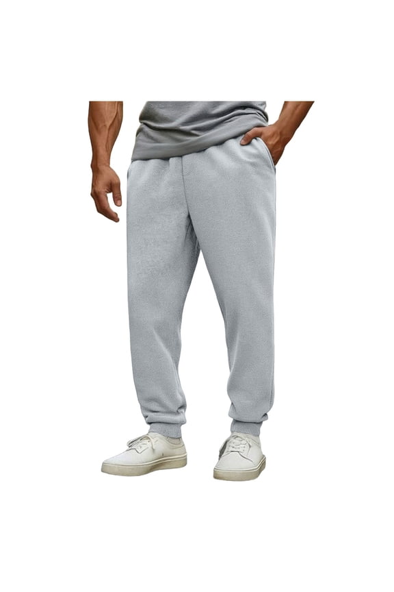 Cotton Sweatpants for Men Drawstring Elastic Waist Joggers Fall Winter Solid Casual Comfy Running Athletic Pants with Pockets