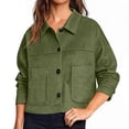 thumbnail image 1 of Yievot Crop Shacket Jackets for Women Vintage Long Sleeve Button Down Shirt Regular Fit Casual Overshirts with Pocket, 1 of 6