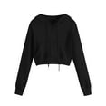 thumbnail image 1 of Yievot Cropped Hoodies for Women Casual Pullover Drawstring Hoodie Long Sleeve Hooded Sweatshirt Cute Crop Jacket Top with Pockets, 1 of 5