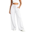 thumbnail image 1 of Yievot Denim-Like Pants for Women High Waisted Wide Leg Pant with Pockets Elastic Waist Strechy Drawstring Pull On Trousers, 1 of 8