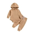 thumbnail image 1 of Yievot Fall Winter 0-24 Months Toddler Baby Girl Bodysuit Set with Hoodie Crewneck Long Sleeve Cute Solid Comfortable Little Baby Boys Outfits 2025 Spring Baby Outfits Gifts, 1 of 7