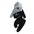 thumbnail image 1 of Yievot Fall Winter Toddler Girl Clothes Cartoons Printed Long Sleeve Sweatshirt Pullover Hooded Tops + Joggers Pants Outfits Baby Boy Gifts, 1 of 1