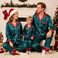 thumbnail image 1 of Maplenight Family Christmas Pajamas Matching Sets Silk Satin Button Down Shirts and Pants Casual Pjs Matching Set for Family, 1 of 5
