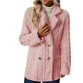 thumbnail image 1 of Yievot Fleece Coat for Women Business Casual Double Breasted Notched Collar Long Coats Fall Winter Thermal Outerwear, 1 of 7
