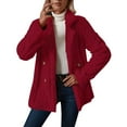 thumbnail image 1 of Yievot Fleece Coat for Women Business Casual Double Breasted Notched Collar Long Coats Fall Winter Thermal Outerwear, 1 of 7
