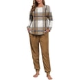 thumbnail image 1 of Maplenight Fleece Pajamas for Women Set Oversized Thermal Winter Sleepwear Long Sleeve Plaid Pjs and Joggers 2 Piece Lounge Sets, 1 of 6