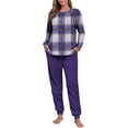 thumbnail image 1 of Maplenight Fleece Pajamas for Women Set Oversized Thermal Winter Sleepwear Long Sleeve Plaid Pjs and Joggers 2 Piece Lounge Sets, 1 of 6