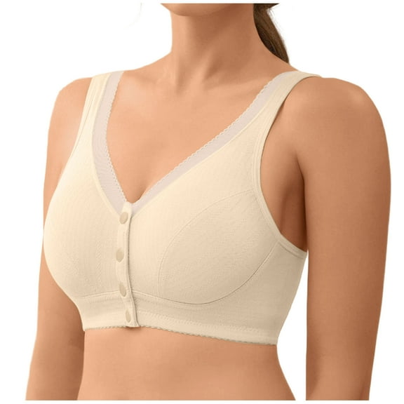 Yievot Front Closure Bras for Older Women Full Coverage Wireless Bras for Seniors Comfortable Push Up Bras with Back Support Everyday Bras