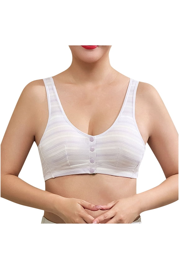 Front Closure Bras for Older Women Full Coverage Wireless Bras for Seniors Comfortable Push Up Bras with Back Support Everyday Bras