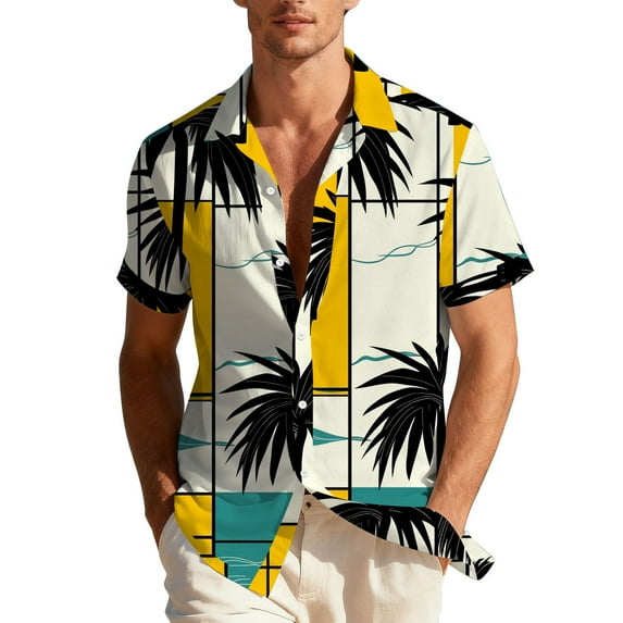 Yievot Hawaiian Shirt for Men Graphic Printed Casual Short Sleeve Button Down Shirts Summer Beach Floral Shirts