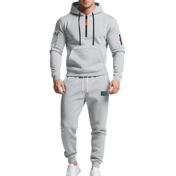 Yievot Hoodies Tracksuit for Men 2 Piece Outfits Sweatsuit Quarter Zip Long Sleeve Pullover Sweatshirt & Jogger Pants Set Lounge Wear Set