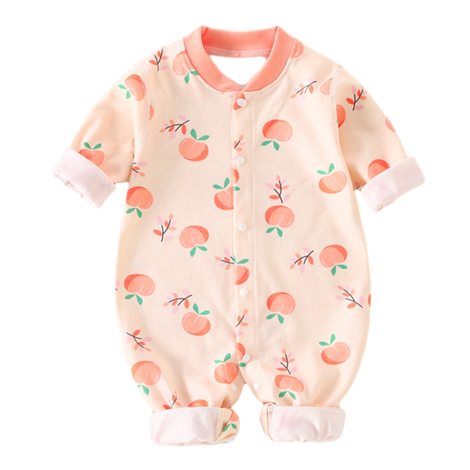 MCHIVER Cherry Blossom Baby Bodysuit - 100% Cotton Short Sleeve Onesie For Newborns 0-24 Months, Boy & Girl