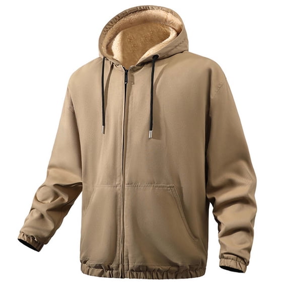 Yievot Jacket for Men Winter Thermal Fleece Lined Long Sleeve Full Zip Hoodie Relaxed Fit Comfy Casual Jackets for Men