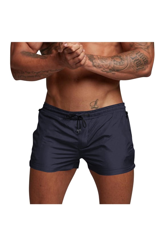 Men's Athletic Gym Workout Shorts 5 Inch Inseam Drawstring Elastic Waist Running Bodybuilding Shorts with Liner and Zipper Pockets