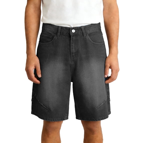 Yievot Men's Baggy Denim Shorts Summer Vintage Jorts Casual Knee Length Jean Shorts with Pockets