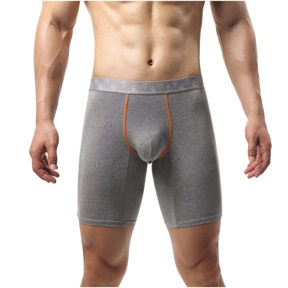 Yievot Men's Boxer Briefs Breathable Trunks Solid Athletic Underpants Long Leg Elastic Waistband Briefs No fly