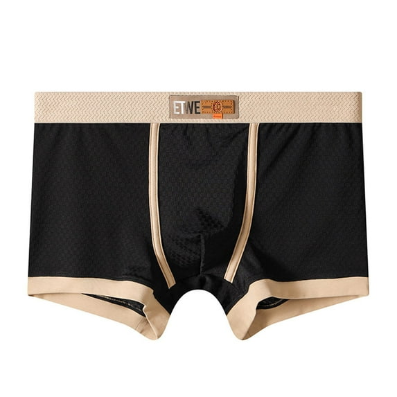 Yievot Men's Boxer Briefs Ice Silk Elastic Waistband Underwear Color Block Cool Satin Support Pouch Briefs for Men