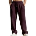 thumbnail image 1 of Yievot Men's Casual Pants Drawstring Elastic Waist Lounge Pant Loose Fit Straight Leg Beach Vacation Trousers with Pockets, 1 of 7