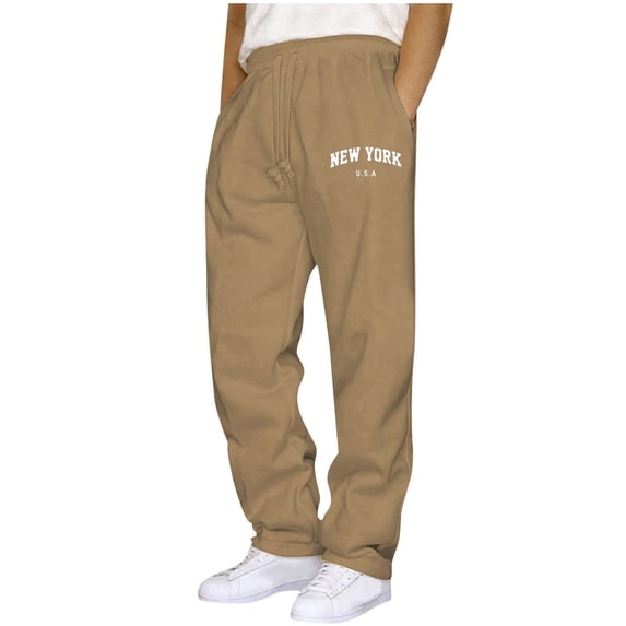 Yievot Men's Casual Sweatpants Athletic Elastic Waist Lounge Pants Straight Leg Open Bottom Drawstring Pants for Men with Pockets