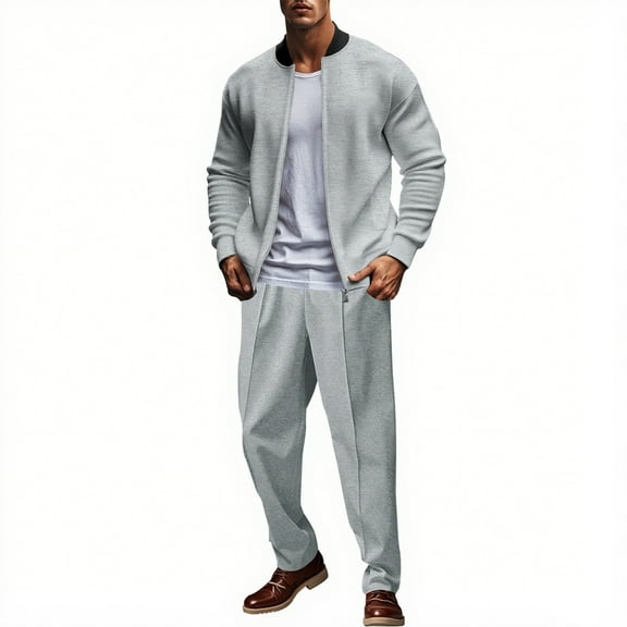 Yievot Men's Casual Sweatsuit 2 Piece Athletic Full Zip Tracksuit Stand Collar Jogging Set Fashion Jackets And Pants Outfit