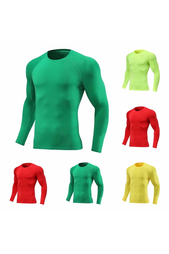Men's Compression Shirts Stretch Long Sleeve Gym Athletic Workout T-Shirt Running Sports Base Layer Undershirts