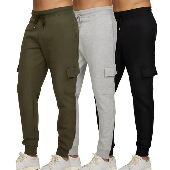 Yievot Men's Fleece Cargo Pants Thermal Winter Casual Pants Workout Joggers Sweatpants for Men