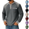 thumbnail image 1 of Yievot Men's Henley Shirts Waffle Knit Shirt Solid Long Sleeve Tops Fashion Casual Pullover, 1 of 7