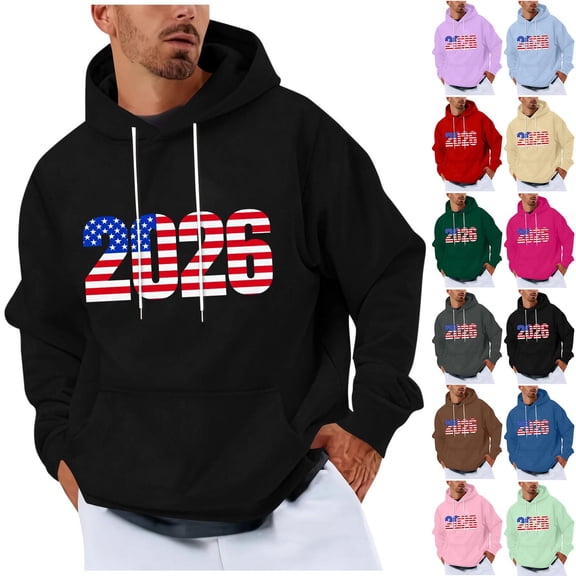 Yievot Men's Patriotic Hoodies Letter Print Hoodie Unisex Hooded Sweatshirt Pullover Casual Fashion Pullover Tops