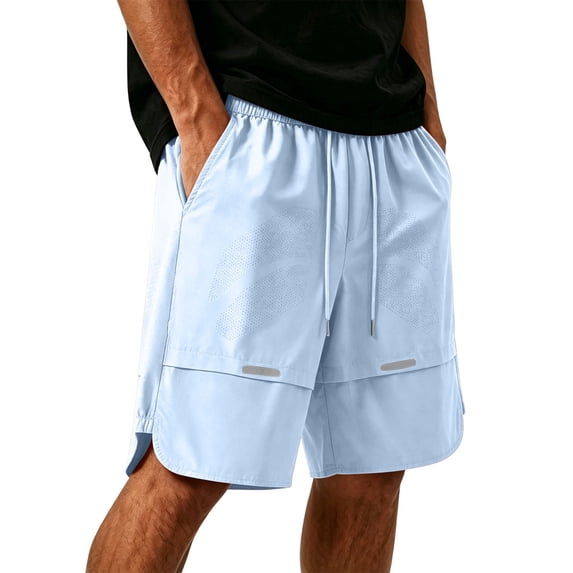 Yievot Men's Sport Shorts Drawstring Elastic Waist Loose Fit Knee Length Gym Training Running Shorts
