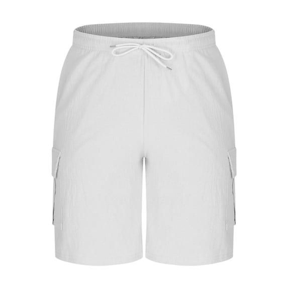 Yievot Men's Summer Beach Shorts 7 Inch Inseam Casual Drawstring Elastic Waist Linen Shorts with Pockets